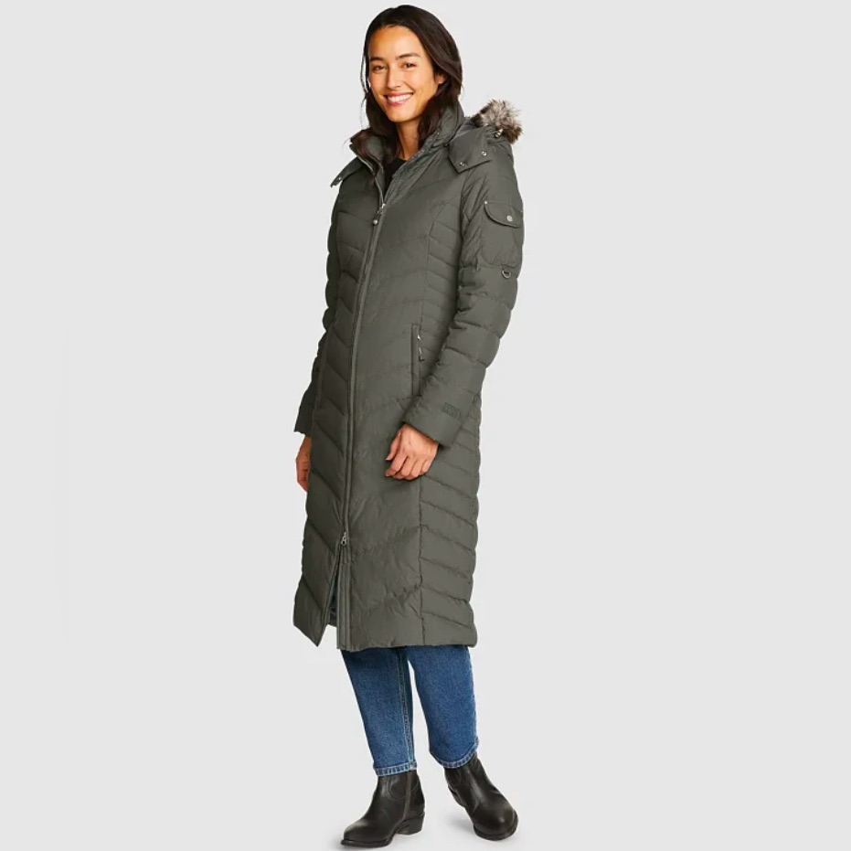 Eddie Bauer Sun Valley Down Duffle Parka In Capers (Army Green Color). Euc.